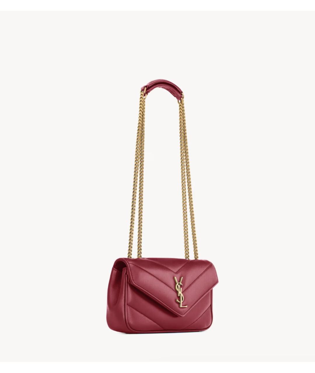 SAINT LAURENT Красная кожаная сумка через плечо, фото 7