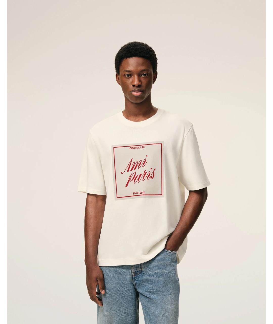 Ami Paris Белая хлопковая футболка, фото 3