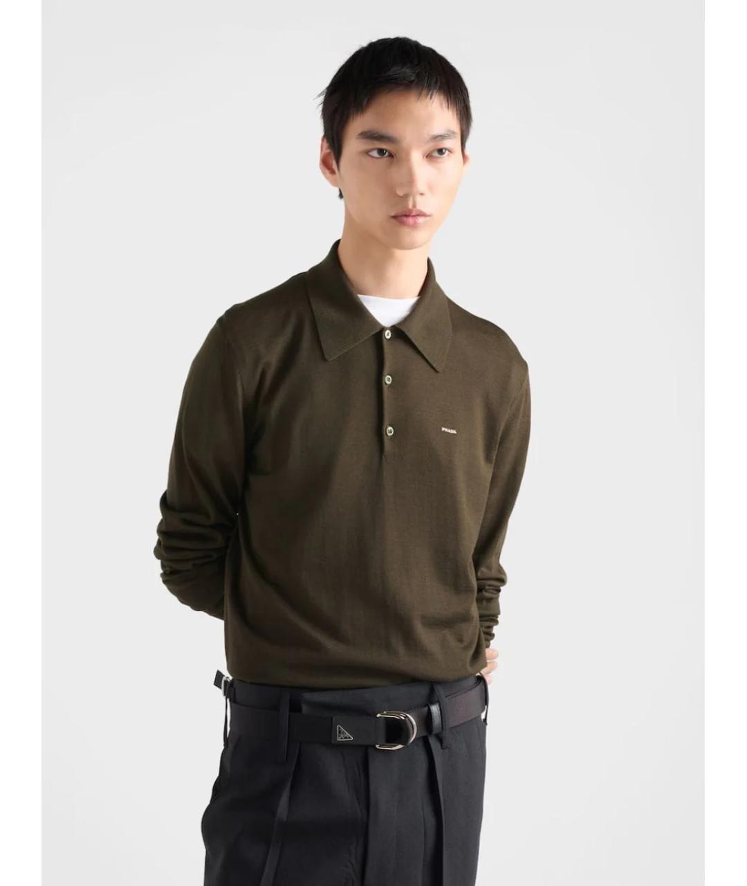 PRADA Хаки шерстяной джемпер / свитер, фото 2