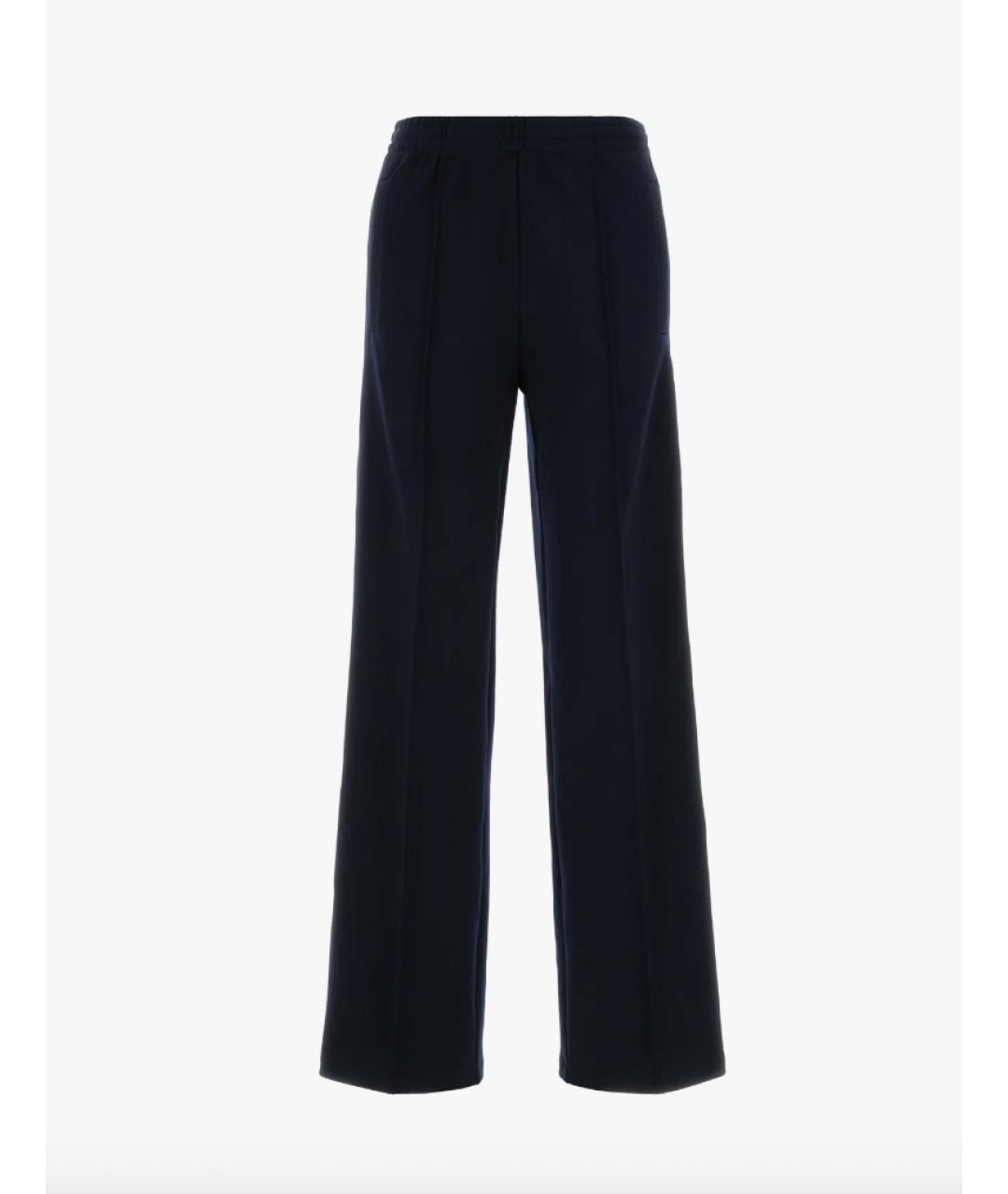 MIU MIU Темно-синие синтетические прямые брюки, фото 4