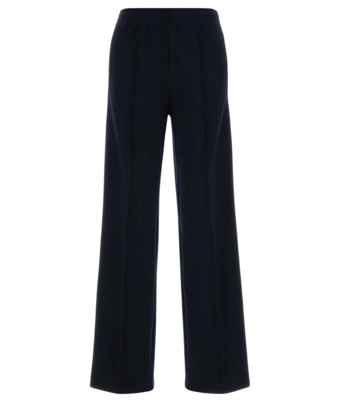 MIU MIU Темно-синие синтетические прямые брюки, фото 1