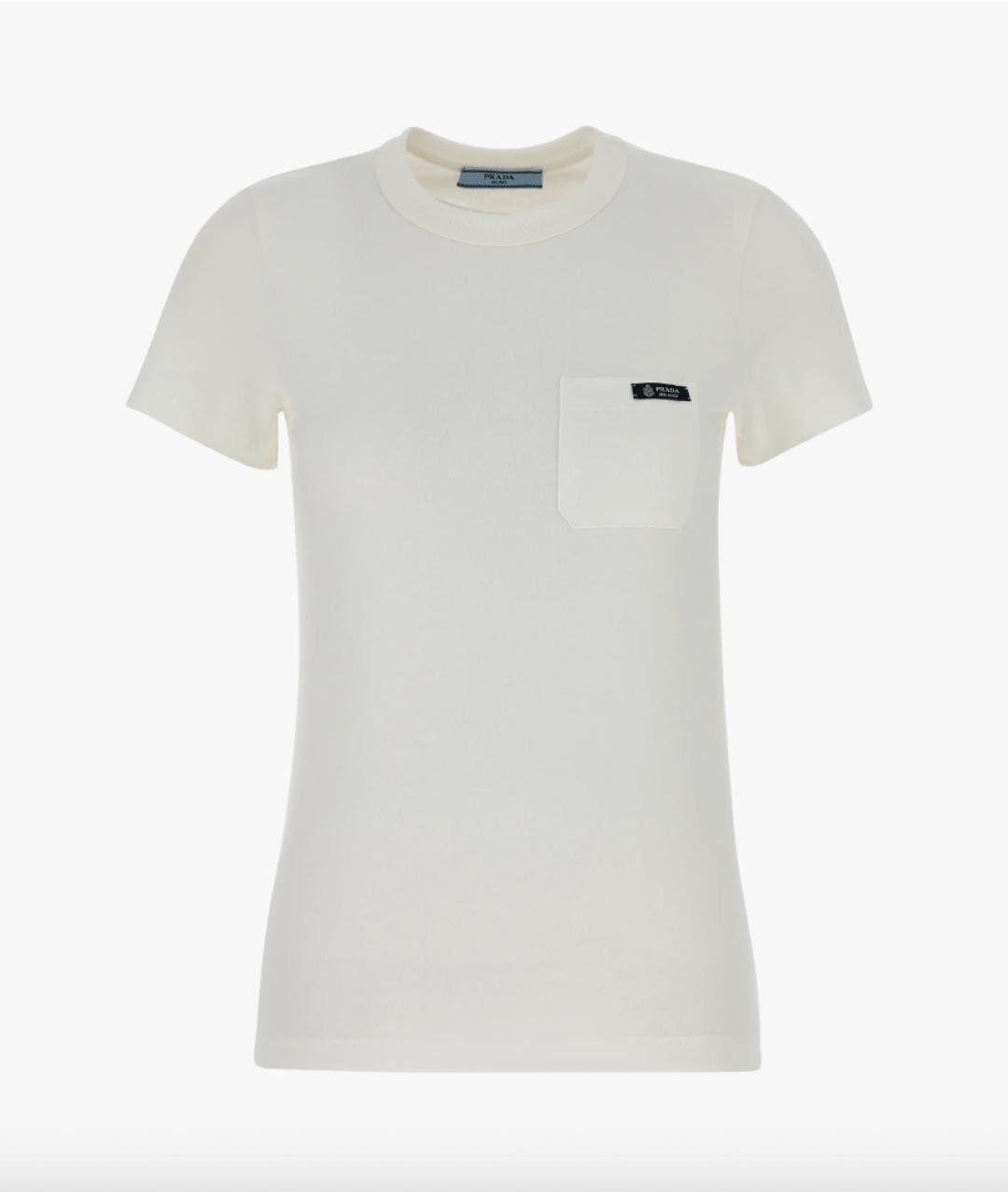 PRADA Белая хлопковая футболка, фото 4