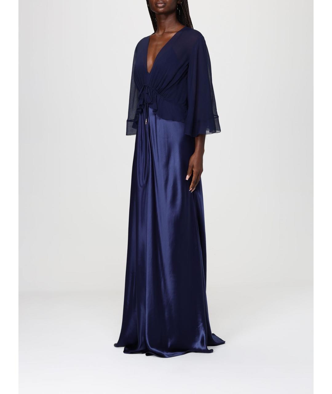 ALBERTA FERRETTI Синее вискозное вечернее платье, фото 4
