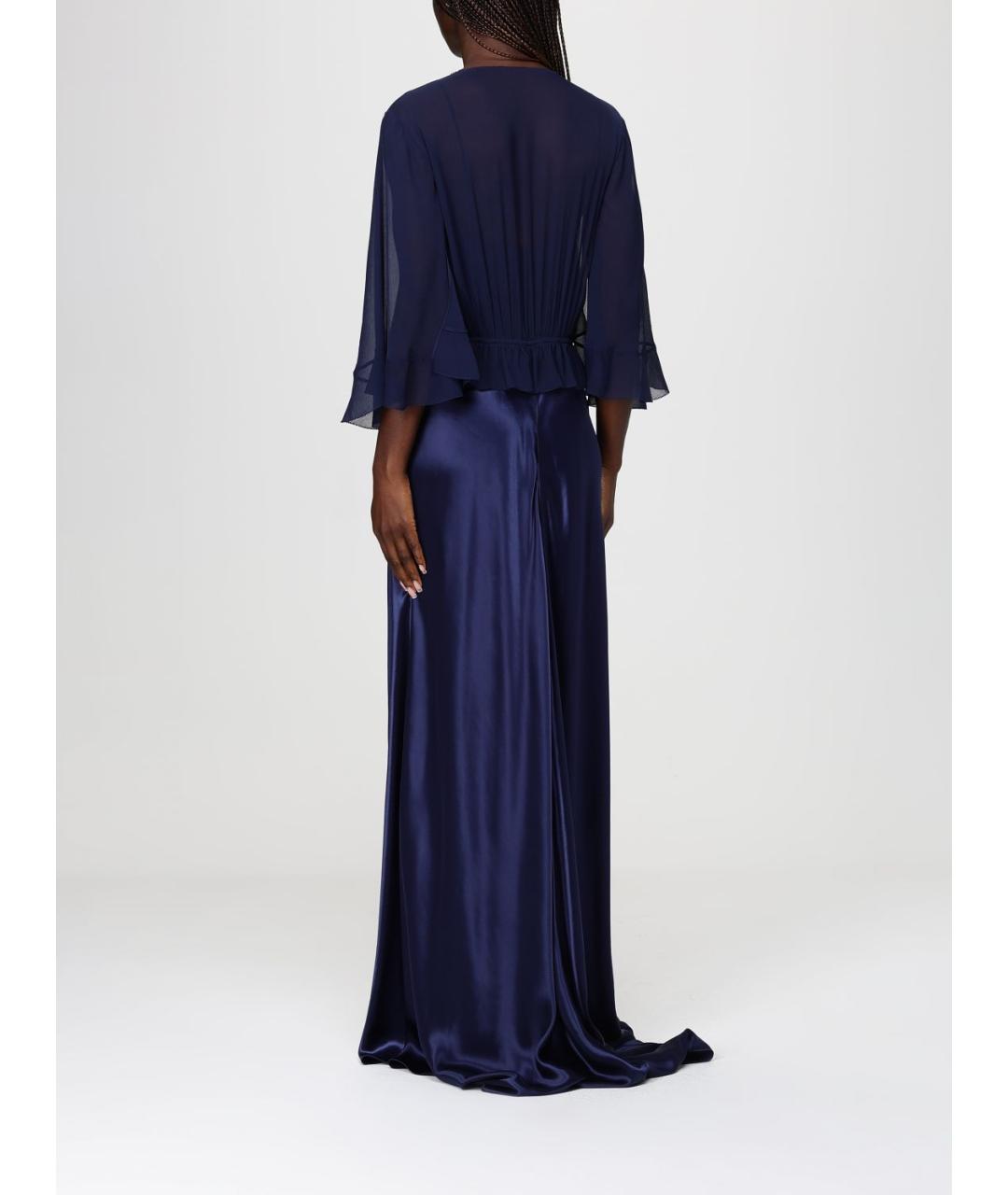 ALBERTA FERRETTI Синее вискозное вечернее платье, фото 3