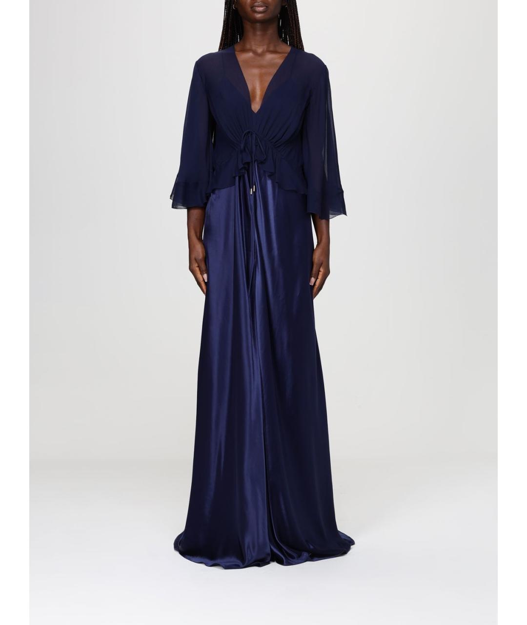 ALBERTA FERRETTI Синее вискозное вечернее платье, фото 2