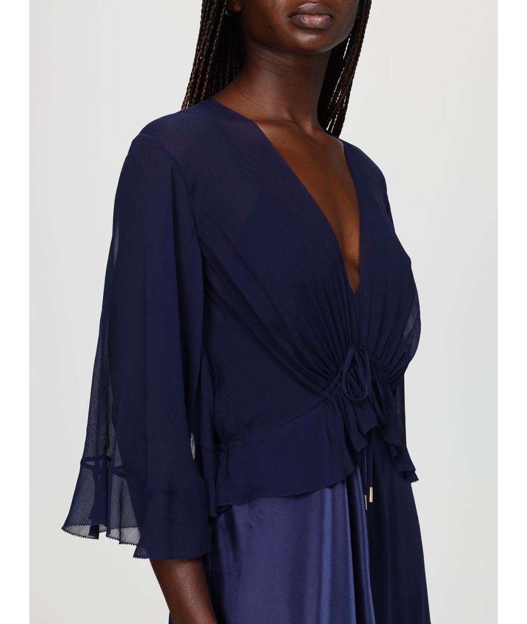 ALBERTA FERRETTI Синее вискозное вечернее платье, фото 5