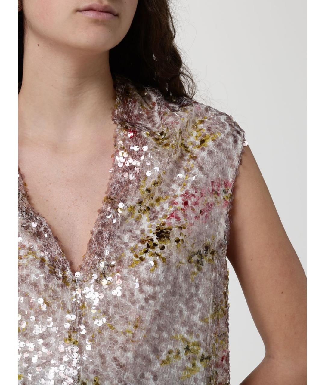 ALBERTA FERRETTI Бежевая полиэстеровая майка, фото 6