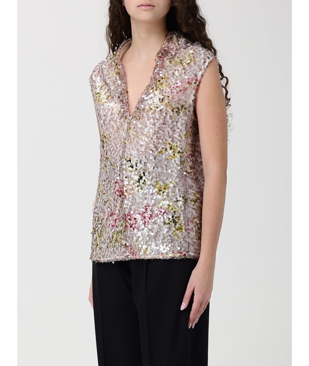 ALBERTA FERRETTI Бежевая полиэстеровая майка, фото 5