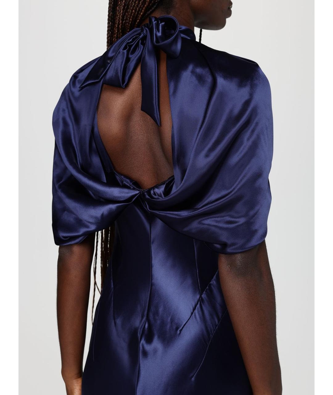 ALBERTA FERRETTI Синее вискозное вечернее платье, фото 5