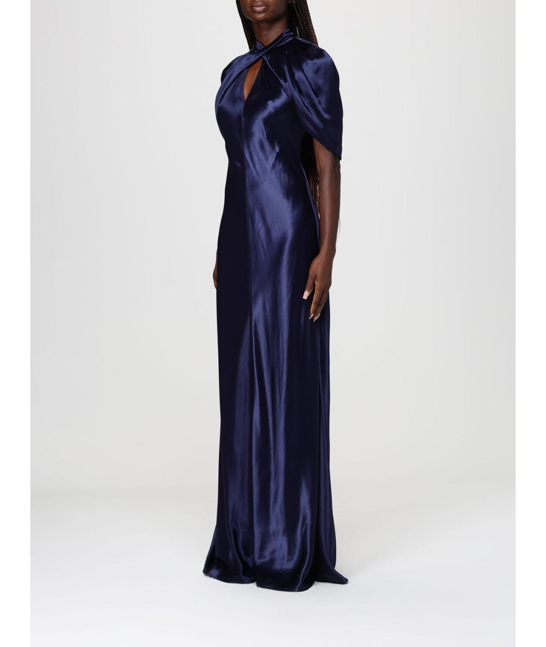 ALBERTA FERRETTI Синее вискозное вечернее платье, фото 4