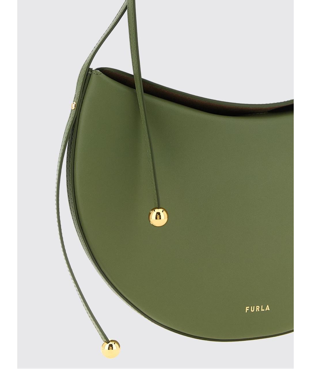FURLA Зеленая кожаная сумка с короткими ручками, фото 3