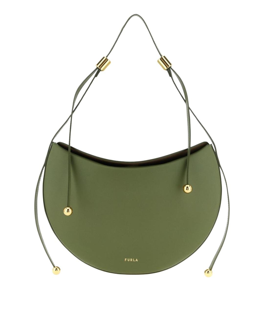 FURLA Зеленая кожаная сумка с короткими ручками, фото 1