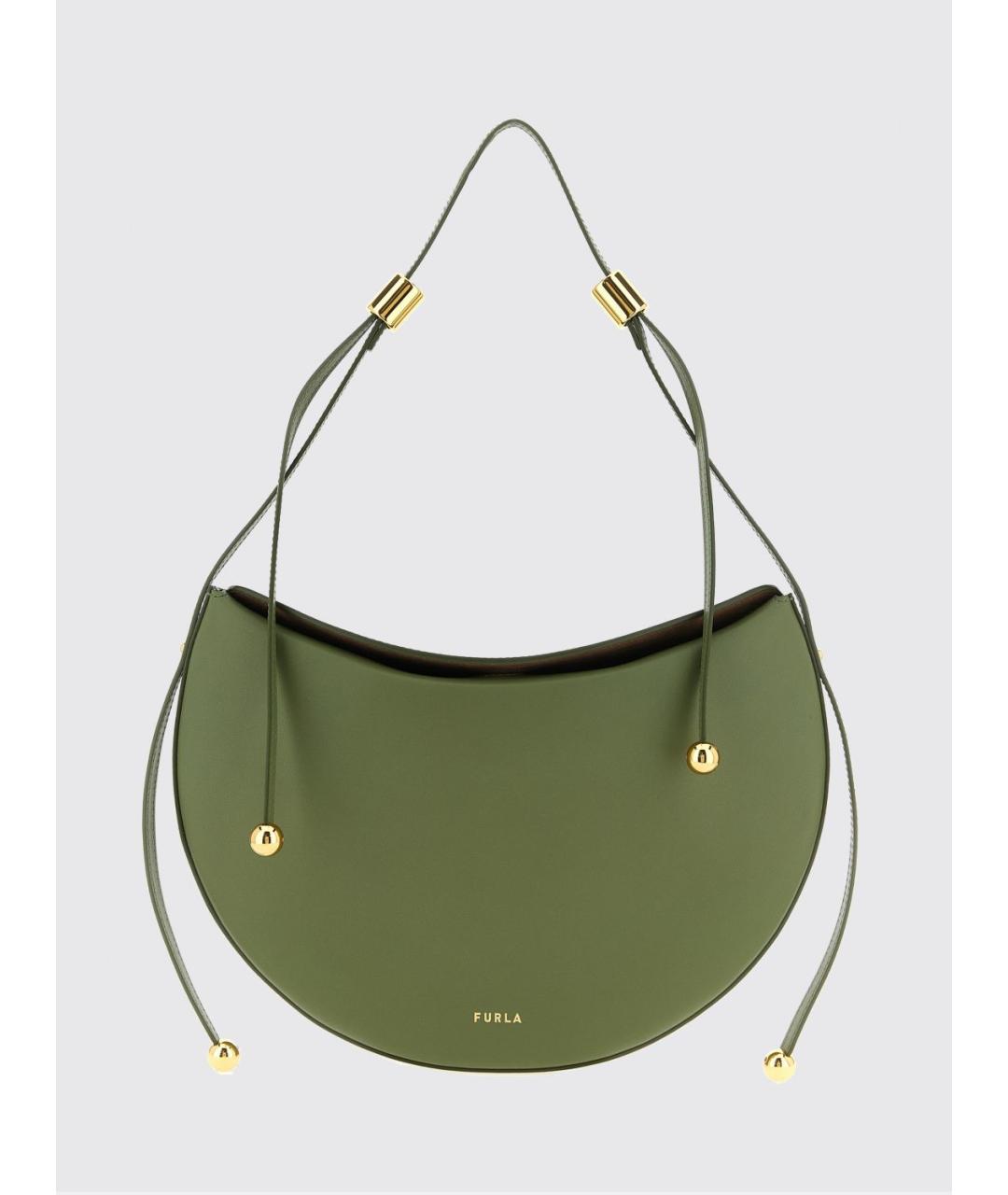 FURLA Зеленая кожаная сумка с короткими ручками, фото 5