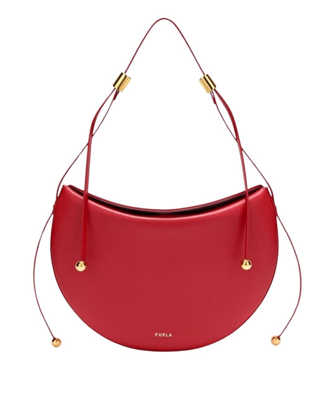 FURLA Красная кожаная сумка с короткими ручками, фото 1