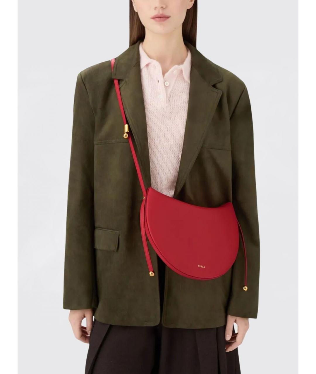 FURLA Красная кожаная сумка с короткими ручками, фото 2