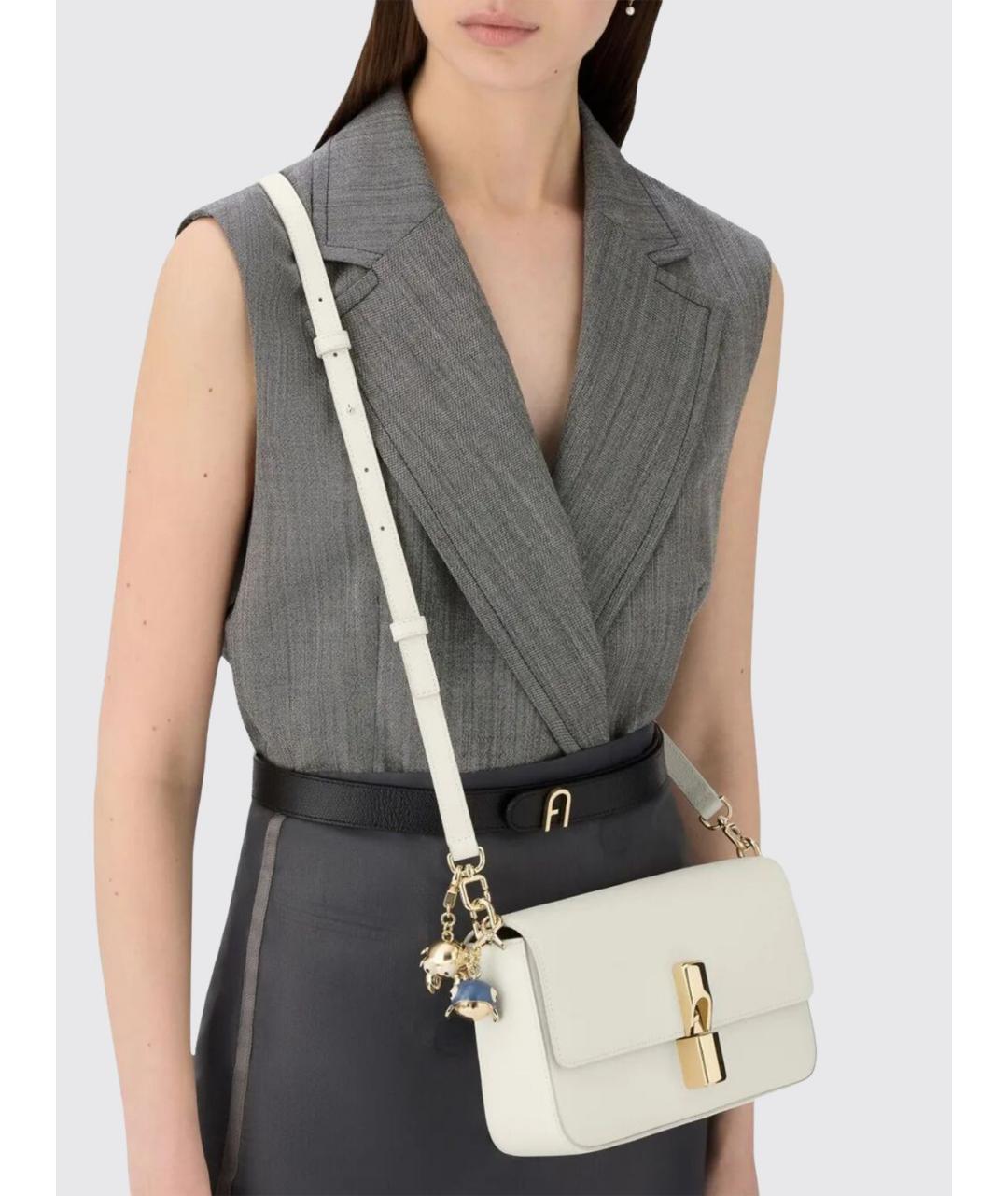 FURLA Бежевая кожаная сумка через плечо, фото 2