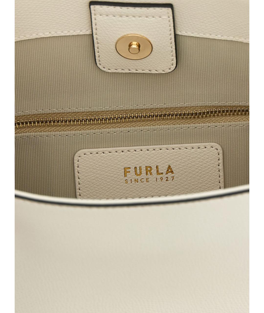 FURLA Бежевая кожаная сумка через плечо, фото 4