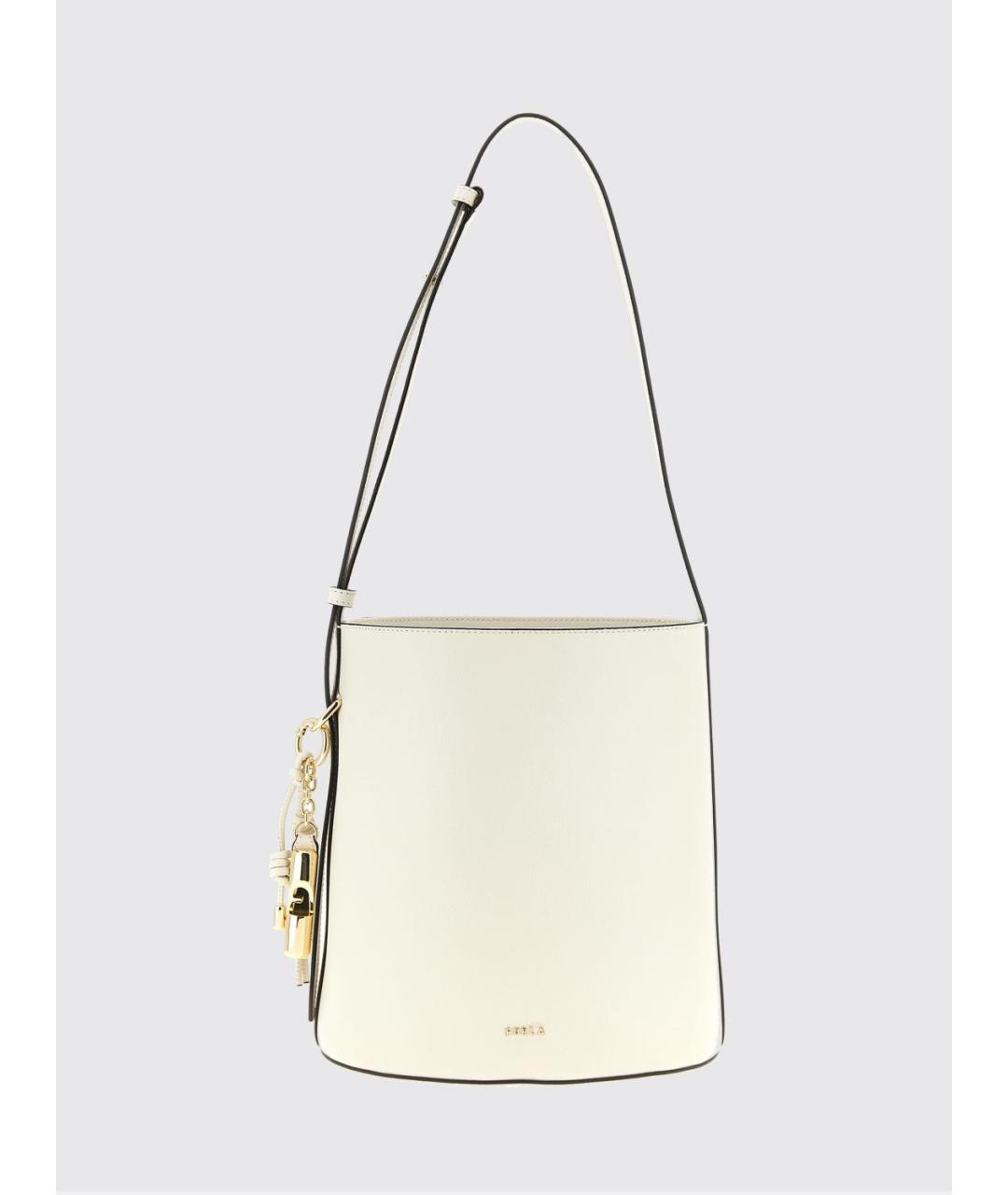 FURLA Бежевая кожаная сумка через плечо, фото 5