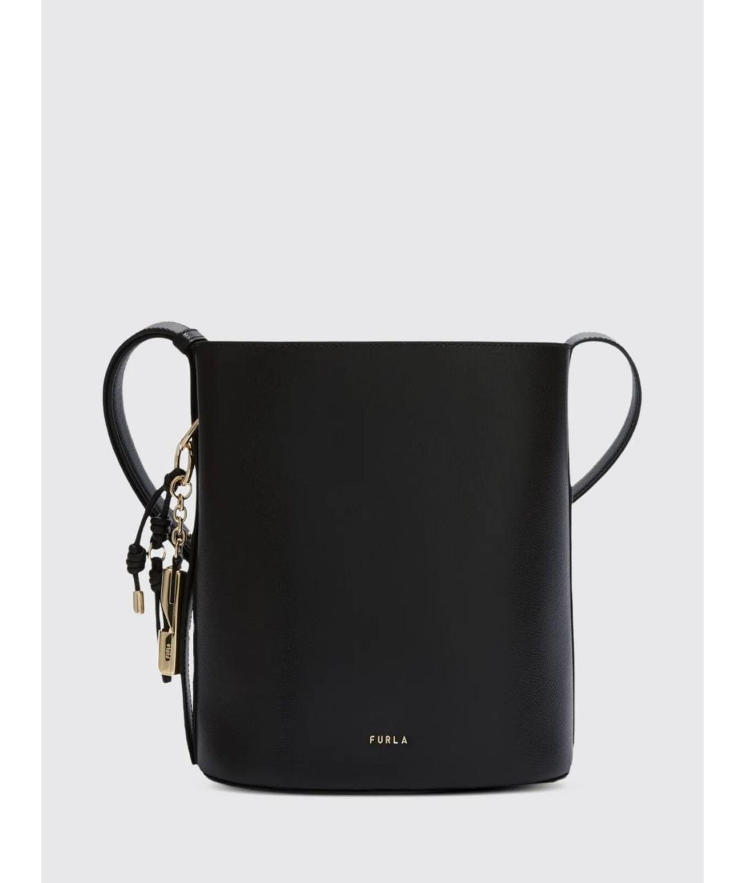 FURLA Черная кожаная сумка через плечо, фото 5
