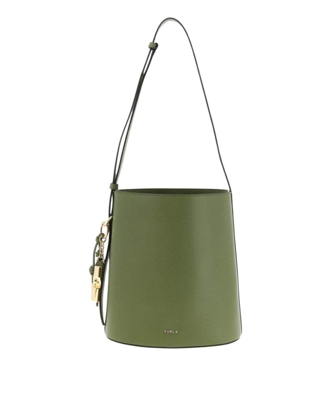 FURLA Зеленая кожаная сумка через плечо, фото 1