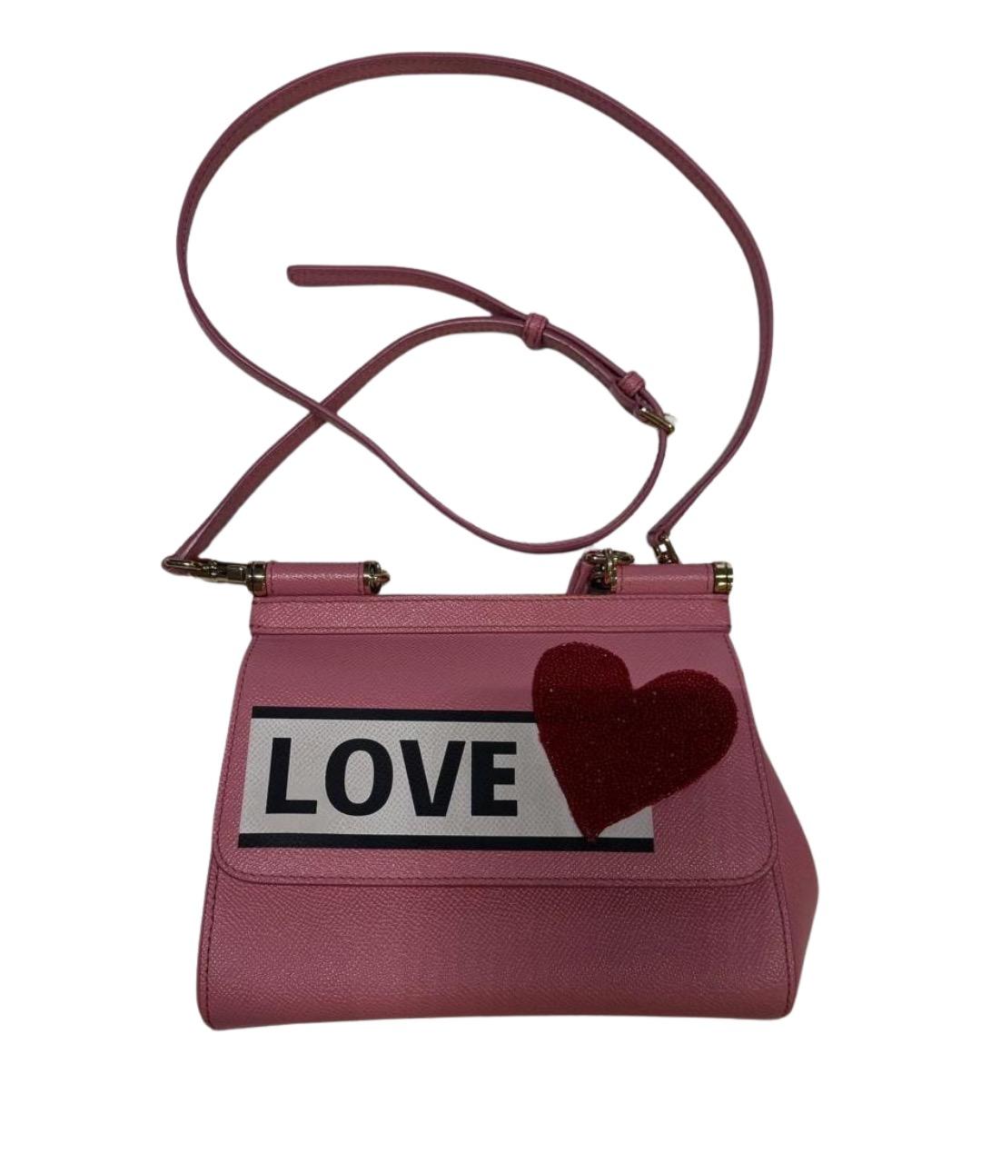 DOLCE&GABBANA Розовая кожаная сумка с короткими ручками, фото 1