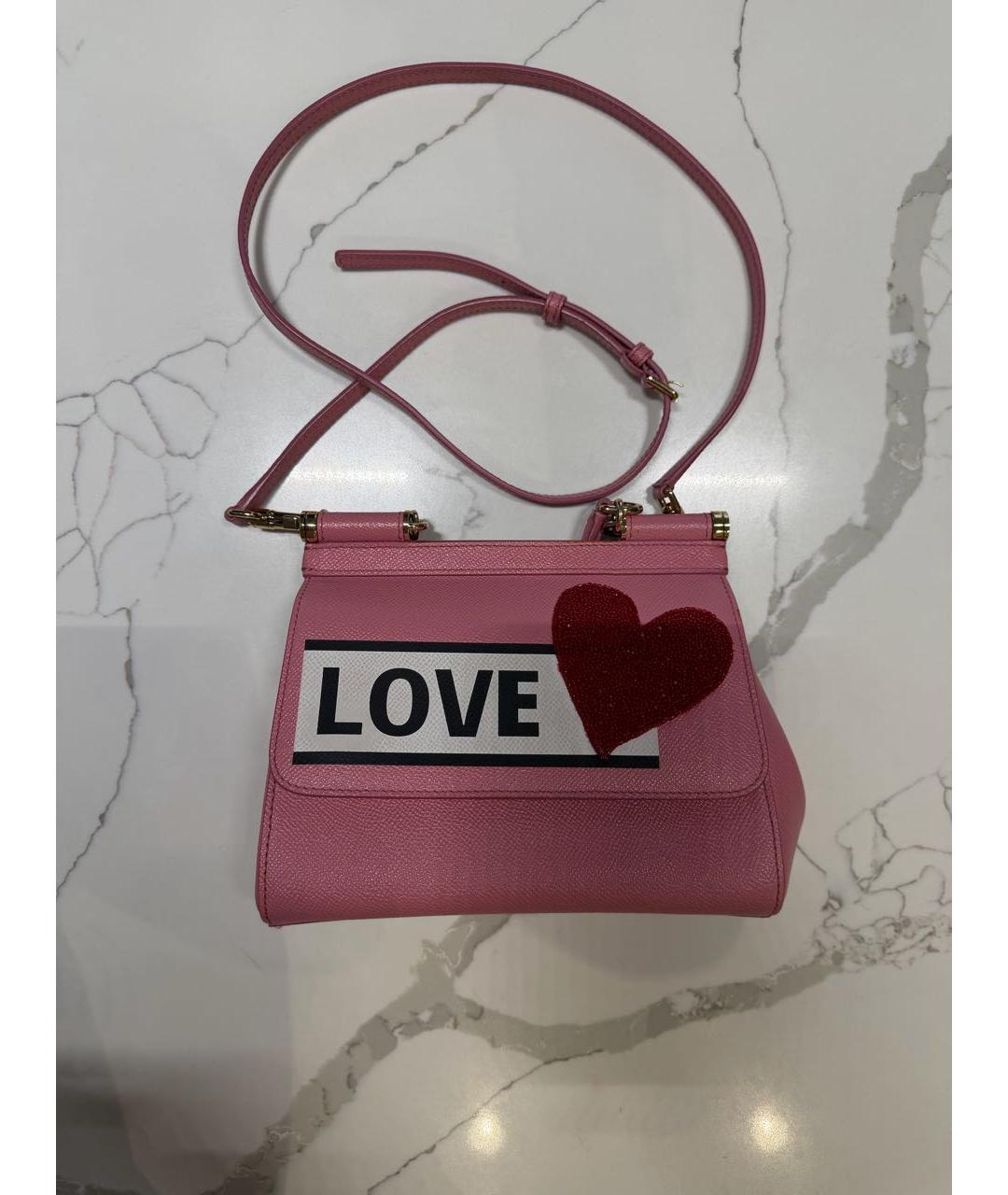 DOLCE&GABBANA Розовая кожаная сумка с короткими ручками, фото 5