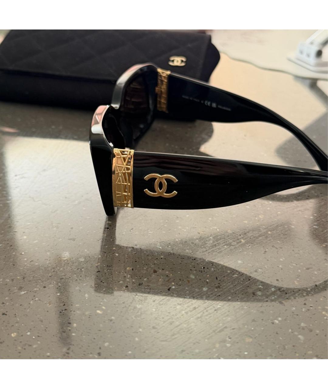 CHANEL Черные пластиковые солнцезащитные очки, фото 2