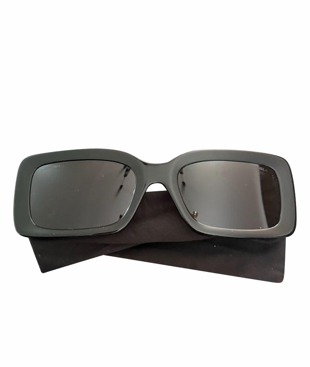 CHANEL Черные пластиковые солнцезащитные очки, фото 1