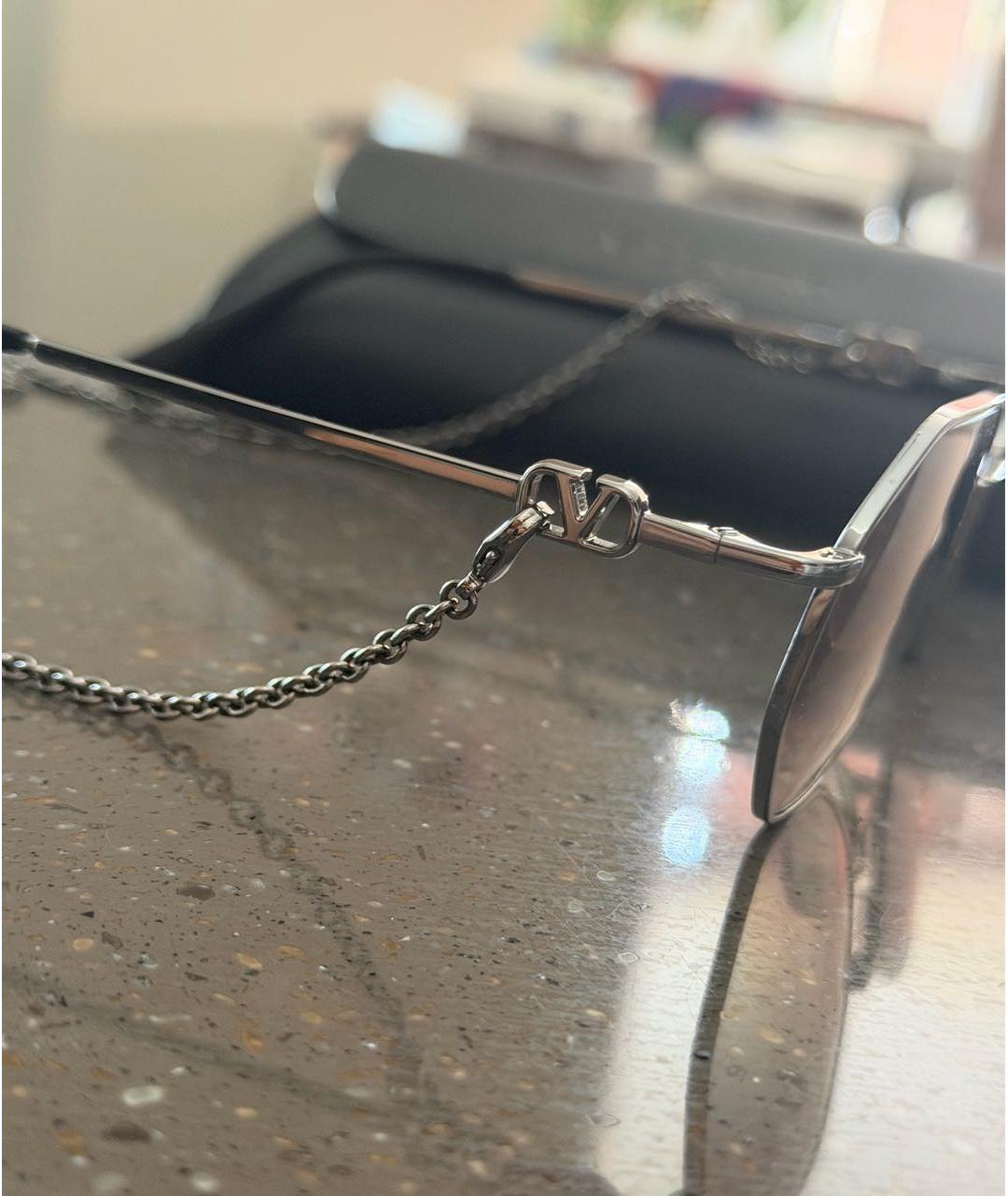 VALENTINO Серебряные металлические солнцезащитные очки, фото 2