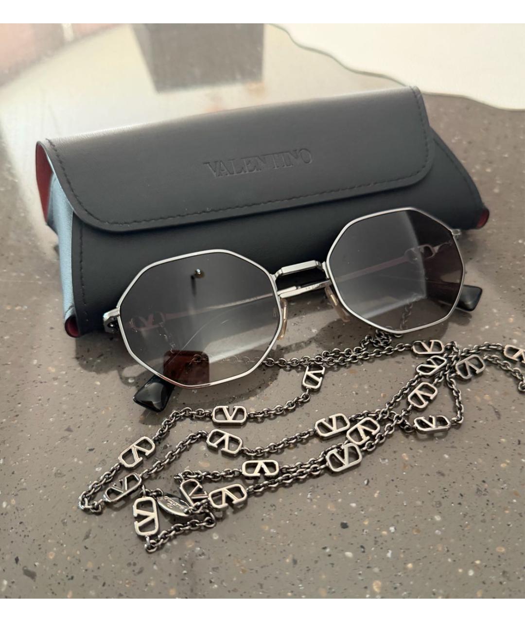 VALENTINO Серебряные металлические солнцезащитные очки, фото 6