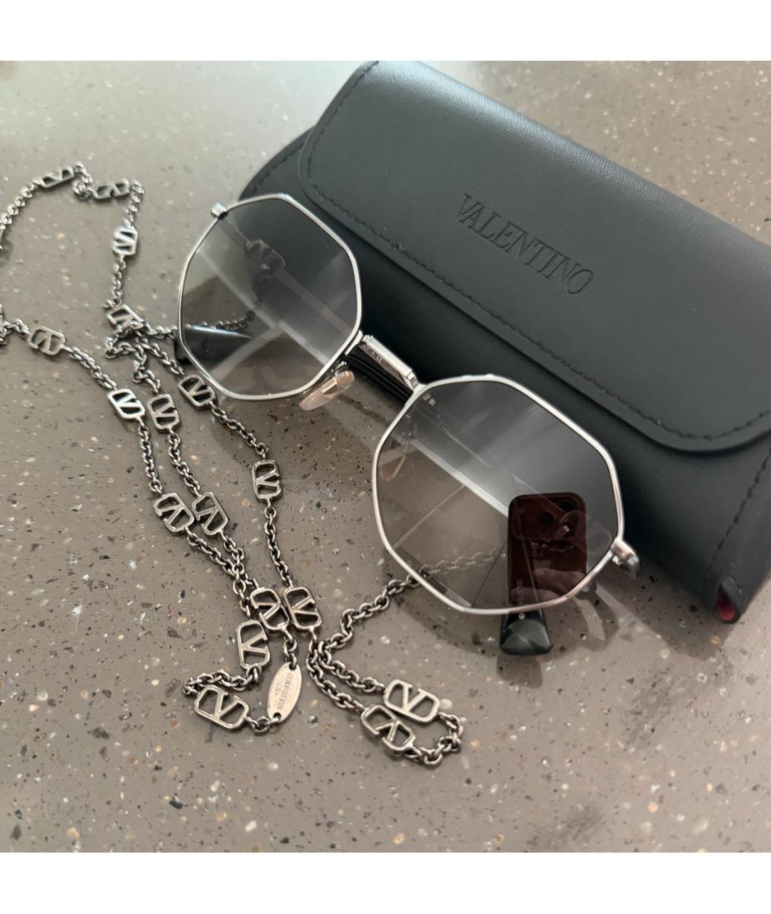 VALENTINO Серебряные металлические солнцезащитные очки, фото 4