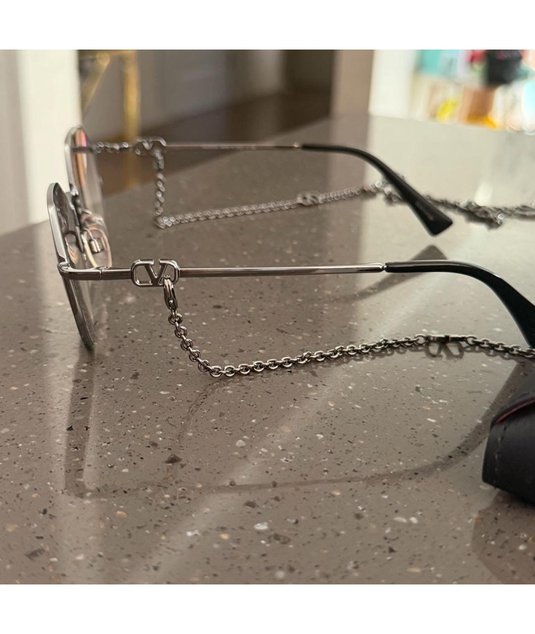 VALENTINO Серебряные металлические солнцезащитные очки, фото 3