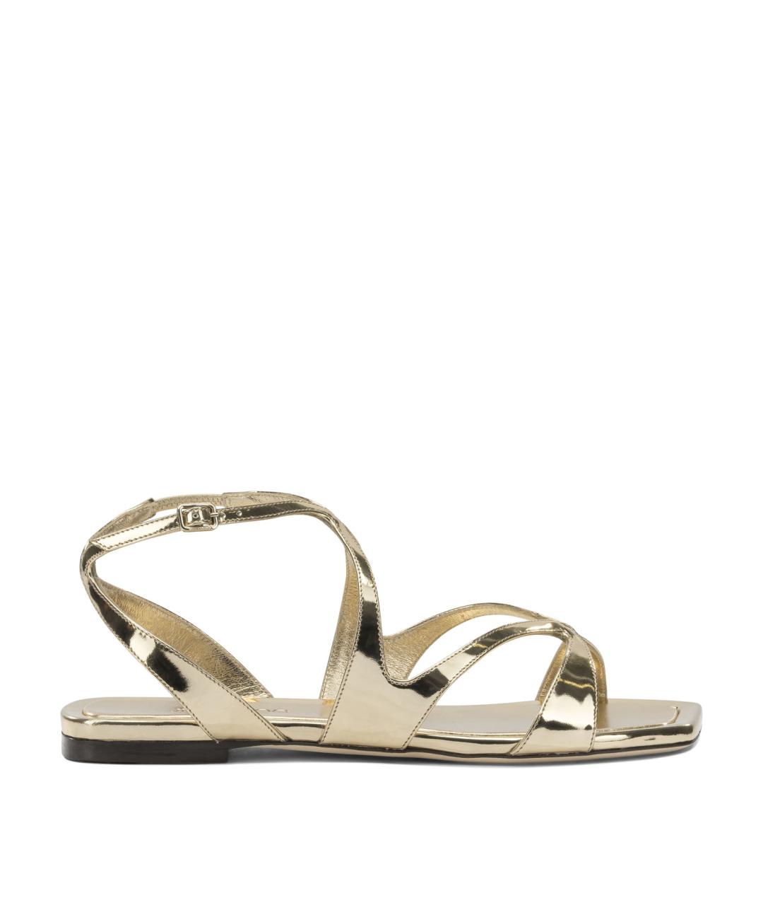 JIMMY CHOO Золотые кожаные сандалии, фото 1