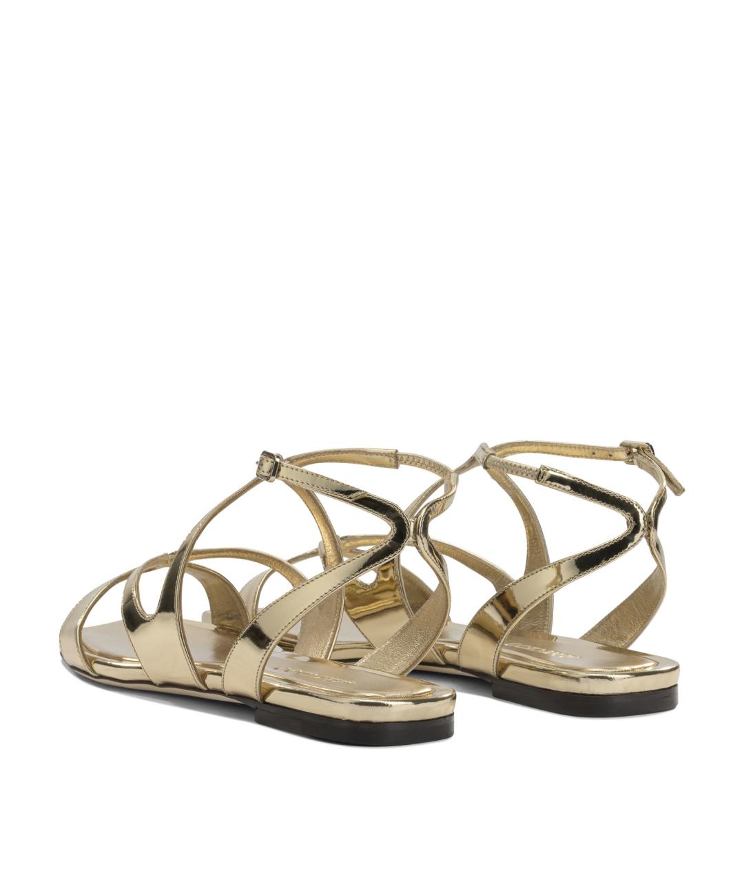 JIMMY CHOO Золотые кожаные сандалии, фото 4