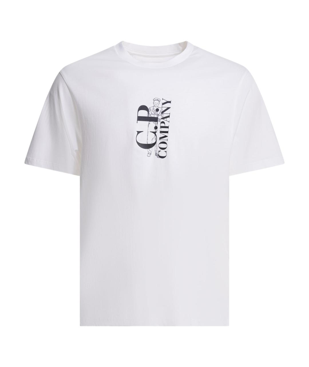 CP COMPANY Белая хлопковая футболка, фото 1