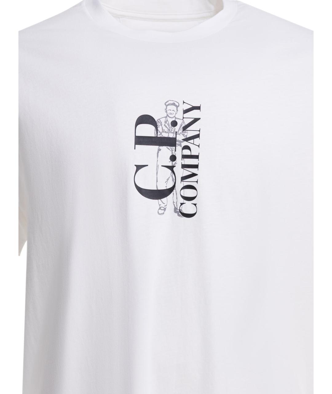 CP COMPANY Белая хлопковая футболка, фото 3