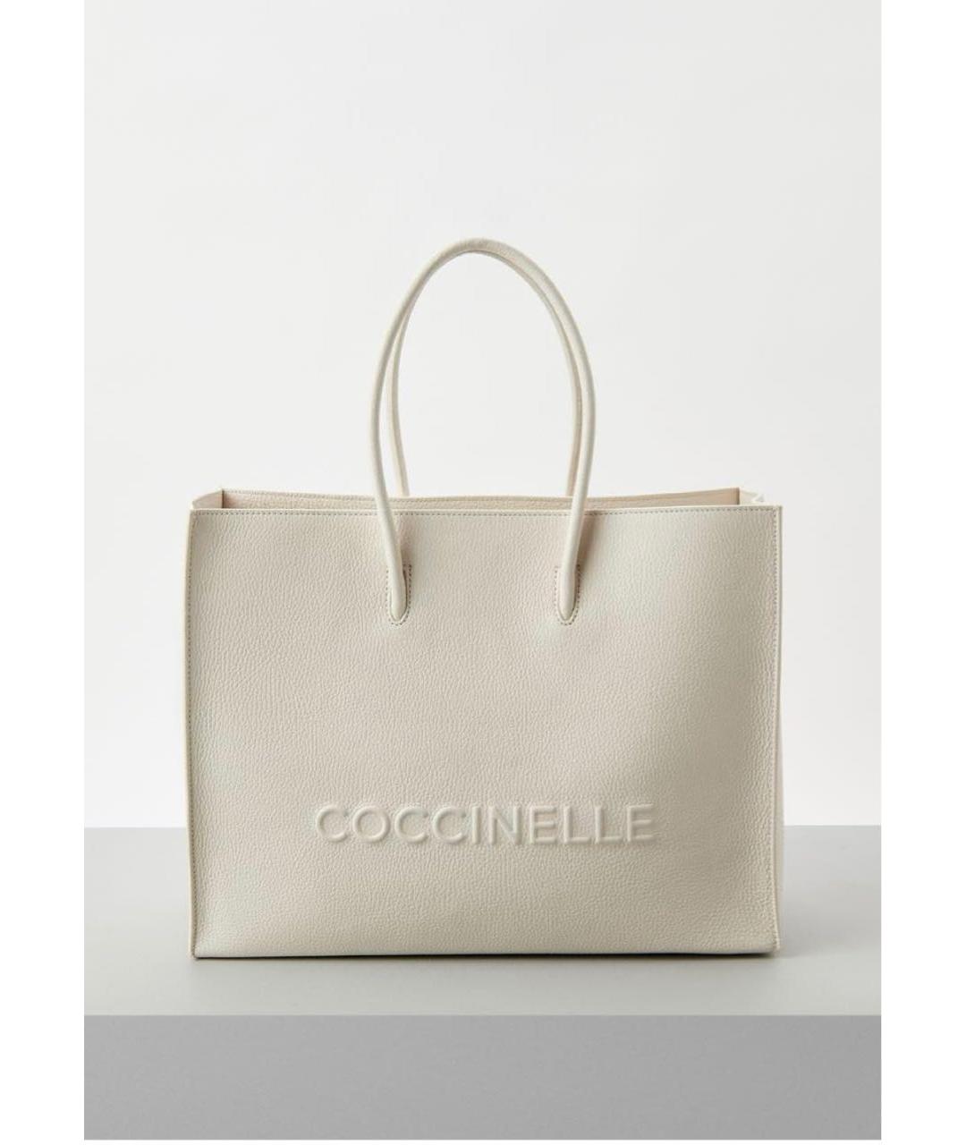 COCCINELLE Белая кожаная сумка тоут, фото 5