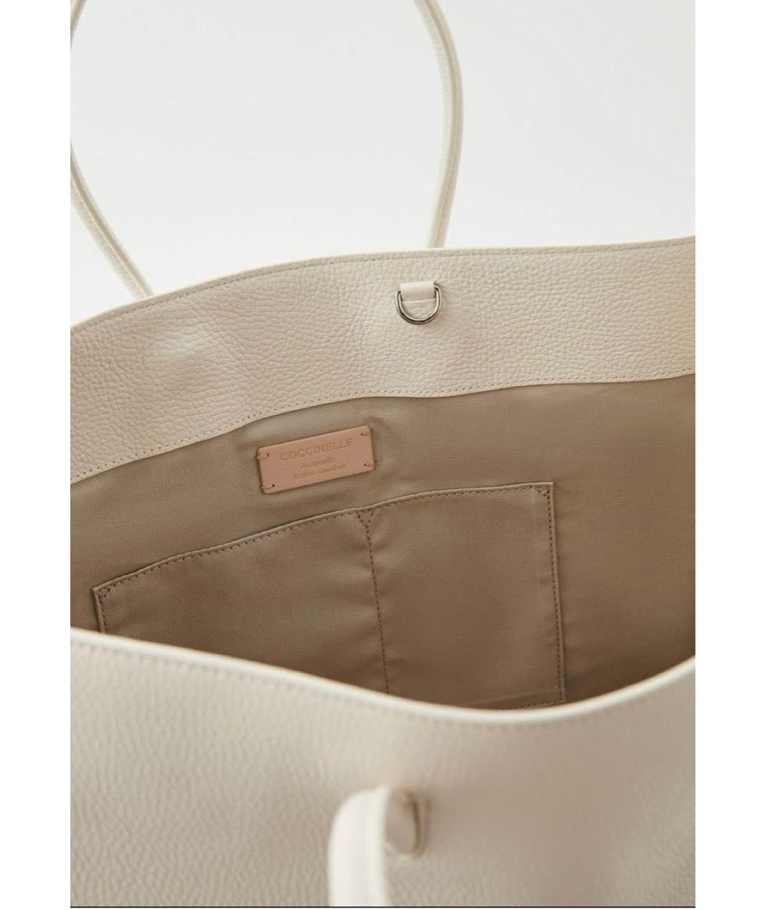 COCCINELLE Белая кожаная сумка тоут, фото 4