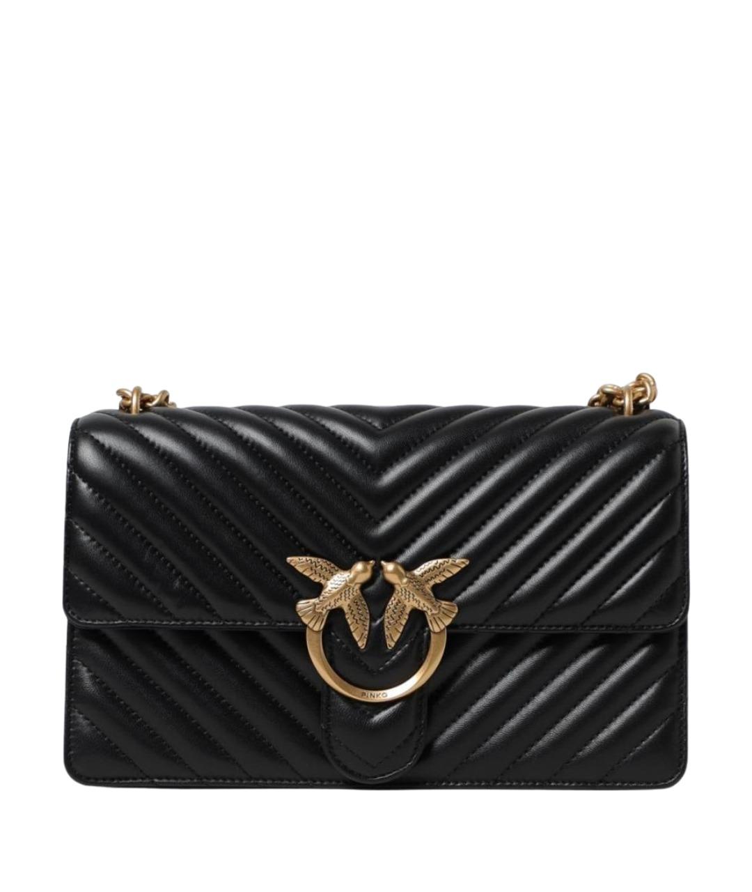 PINKO Черная кожаная сумка через плечо, фото 1