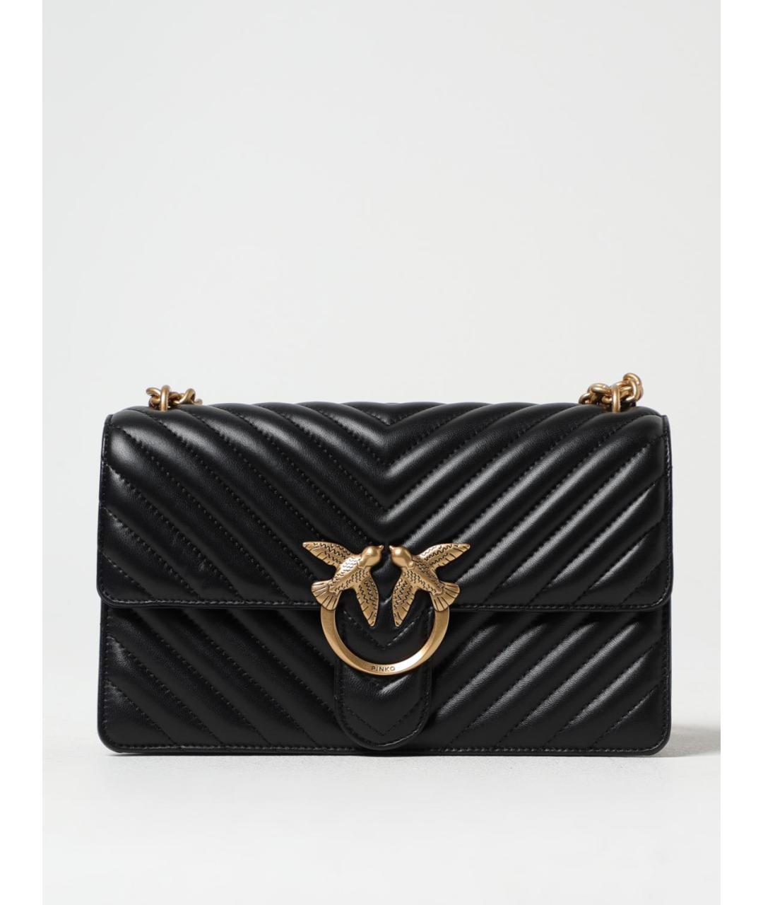 PINKO Черная кожаная сумка через плечо, фото 4