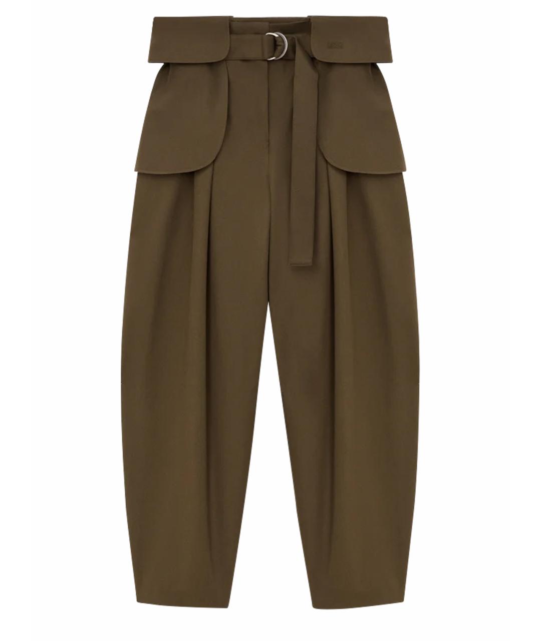 LOEWE Зеленые хлопковые прямые брюки, фото 1