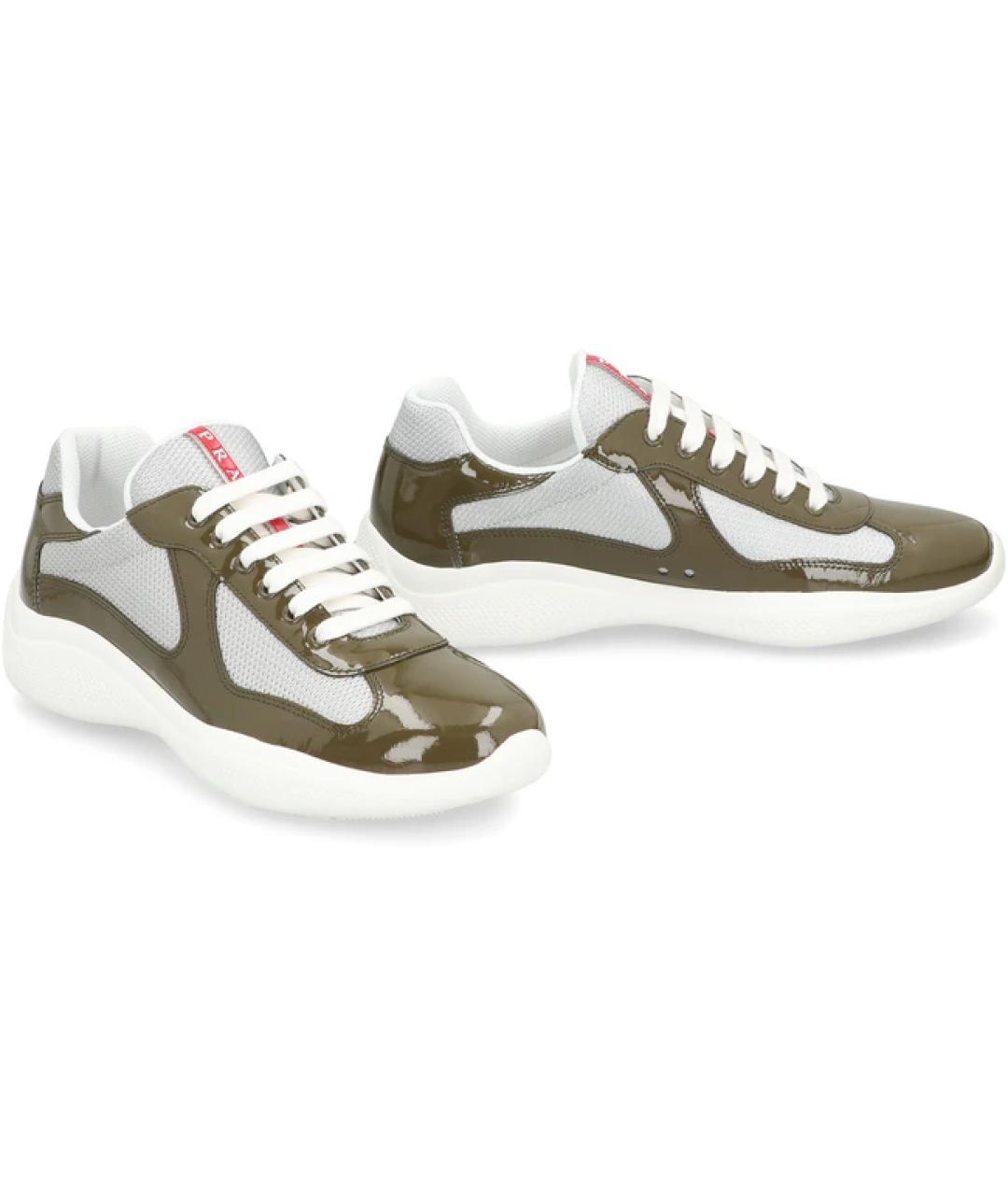 PRADA Хаки низкие кроссовки / кеды, фото 2