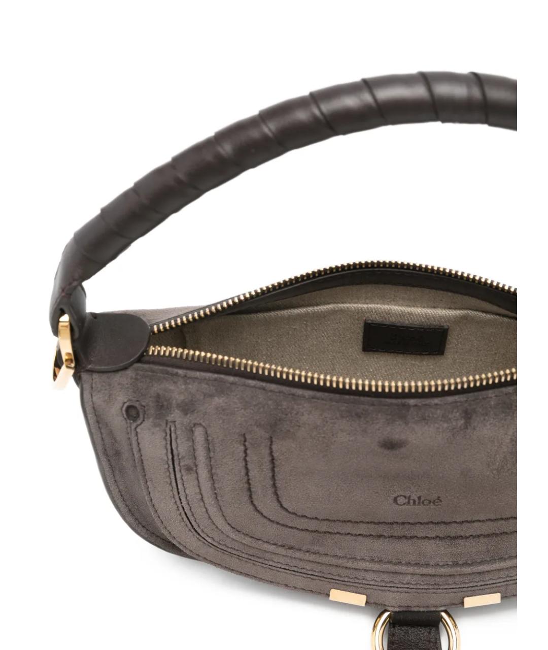 CHLOE Коричневая замшевая сумка с короткими ручками, фото 5