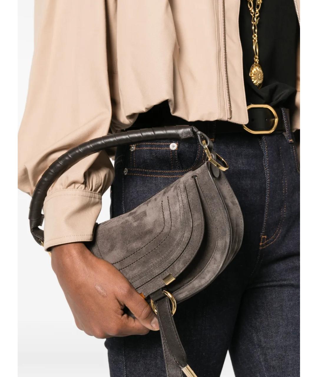 CHLOE Коричневая замшевая сумка с короткими ручками, фото 2