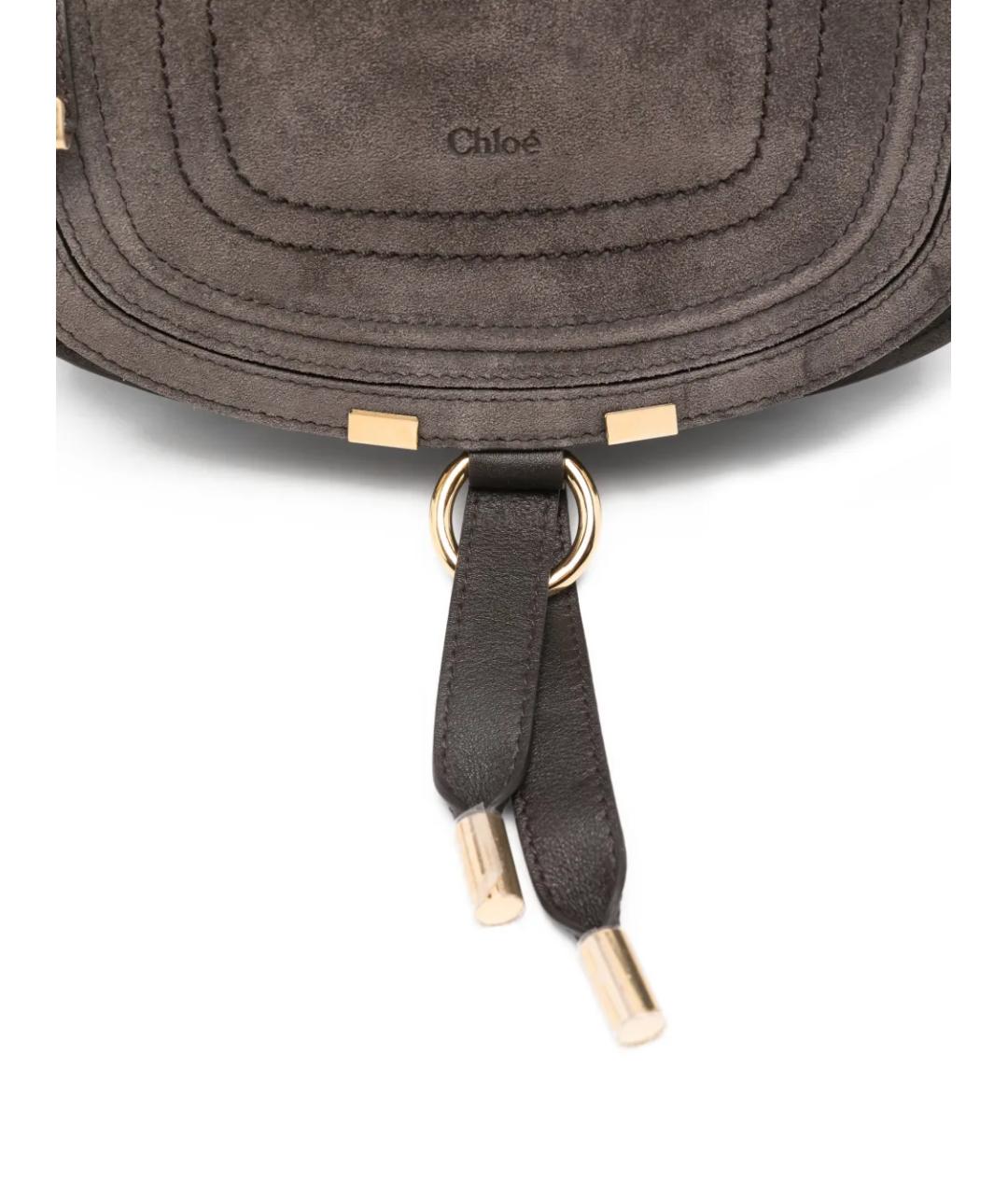 CHLOE Коричневая замшевая сумка с короткими ручками, фото 4