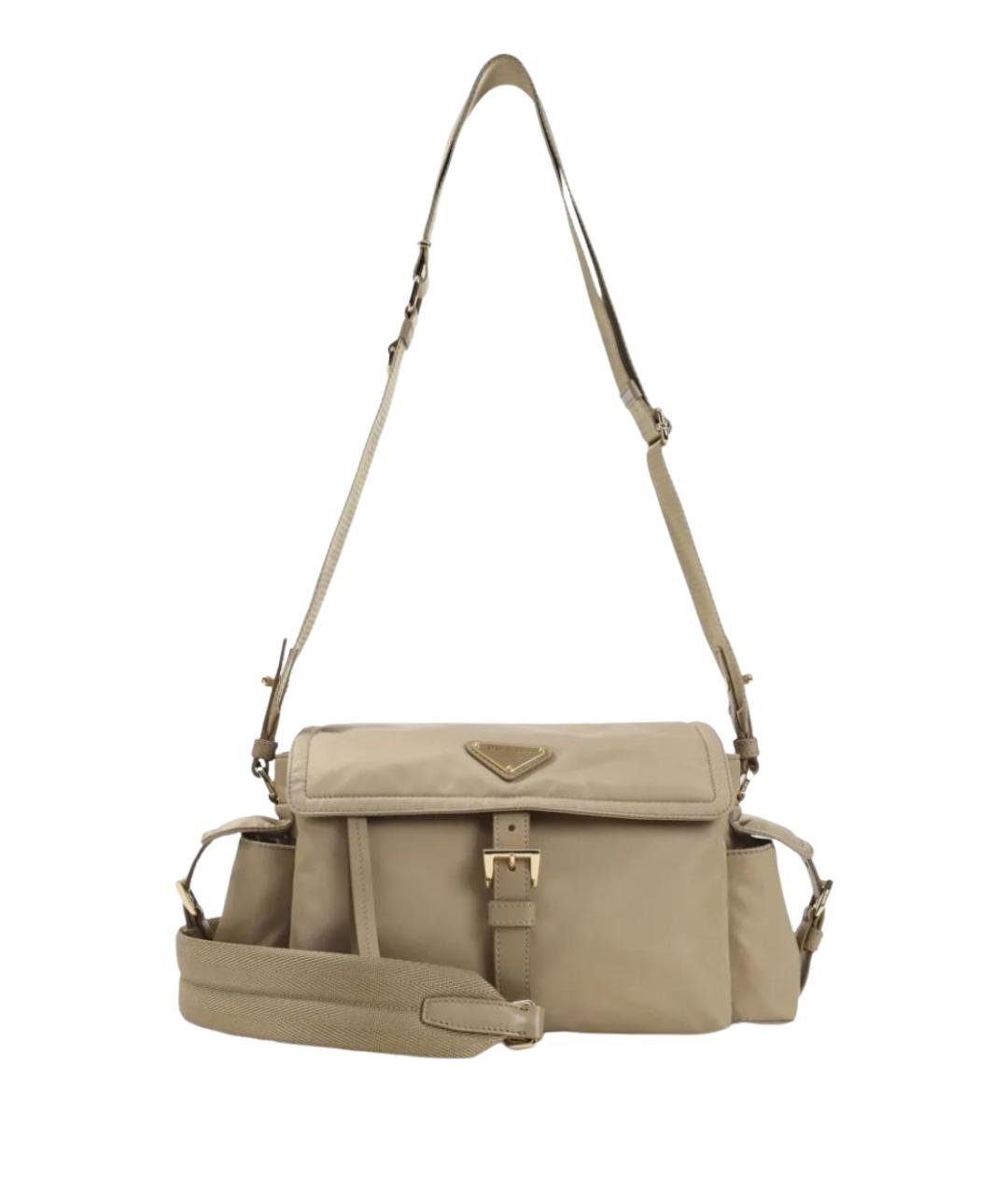 PRADA Бежевая синтетическая сумка через плечо, фото 1