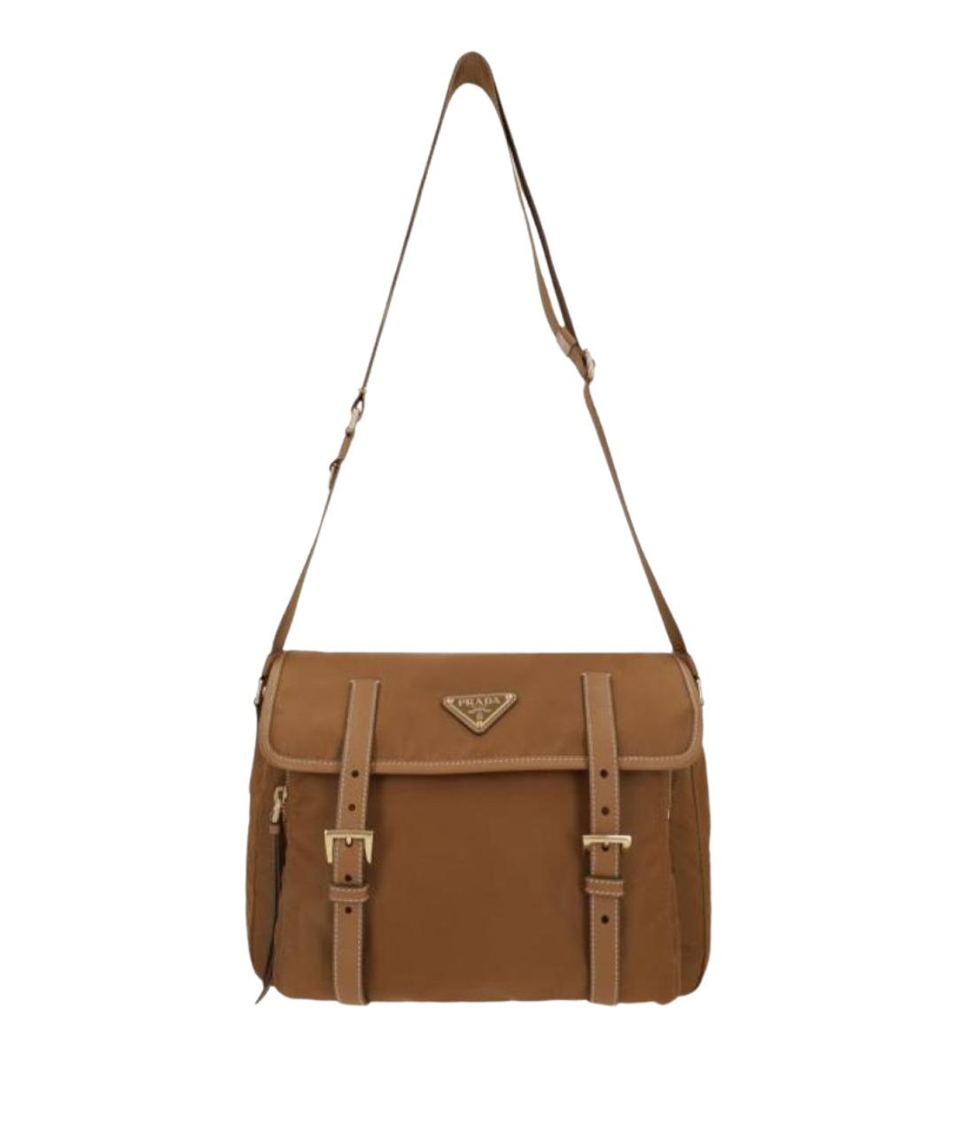 PRADA Коричневая синтетическая сумка через плечо, фото 1
