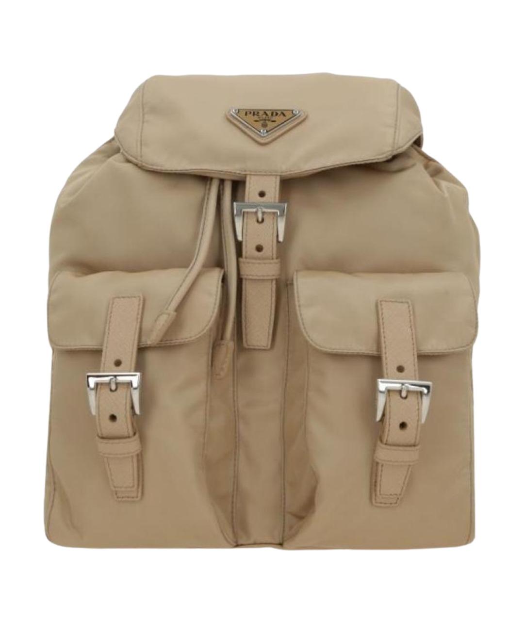 PRADA Бежевый синтетический рюкзак, фото 1
