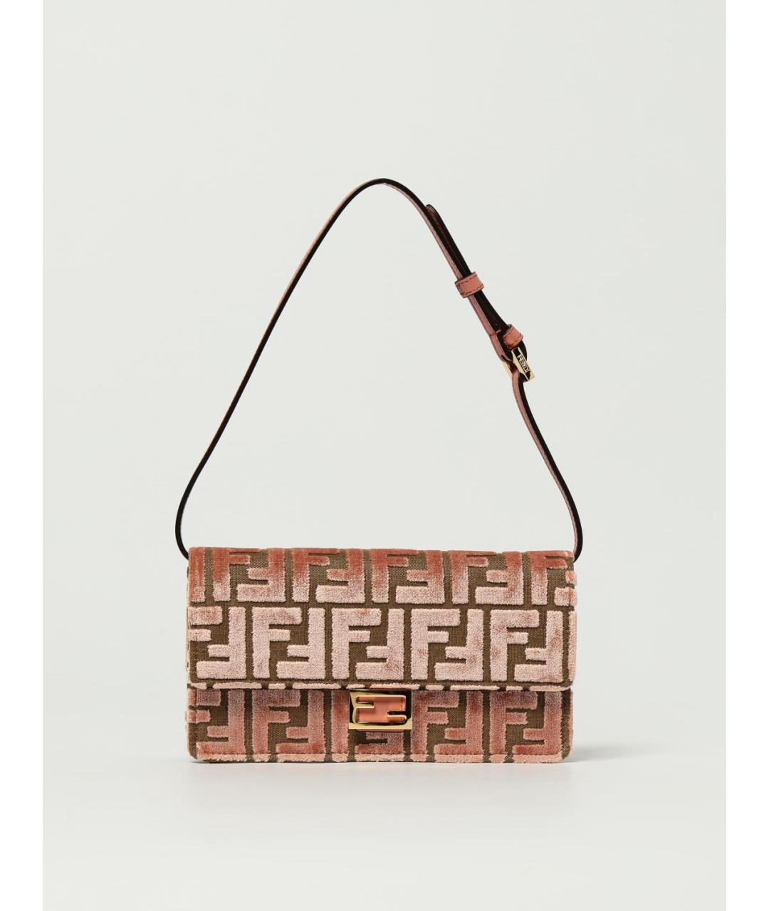 FENDI Розовый бархатный кошелек, фото 6