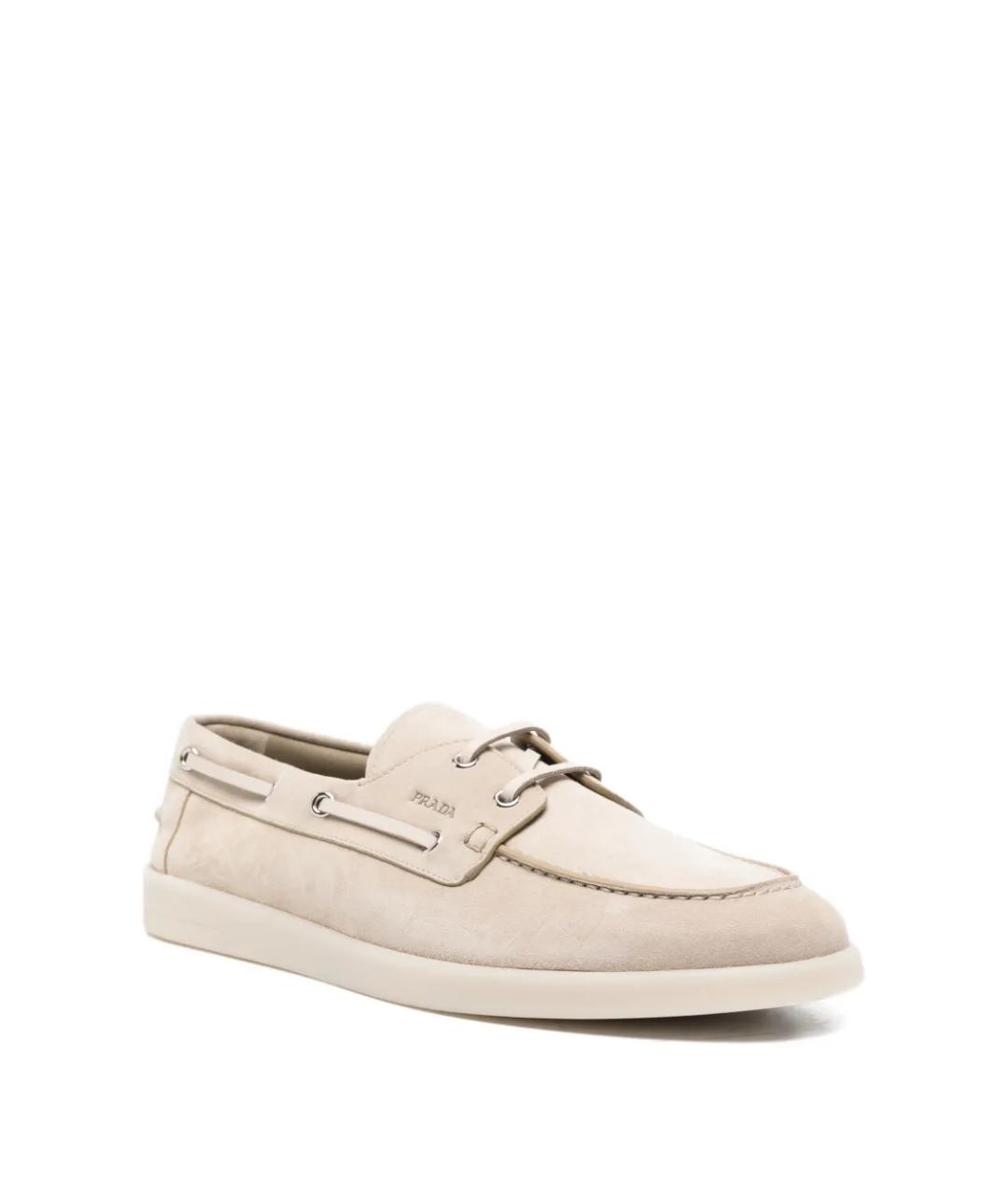 PRADA Бежевые замшевые мокасины, фото 2